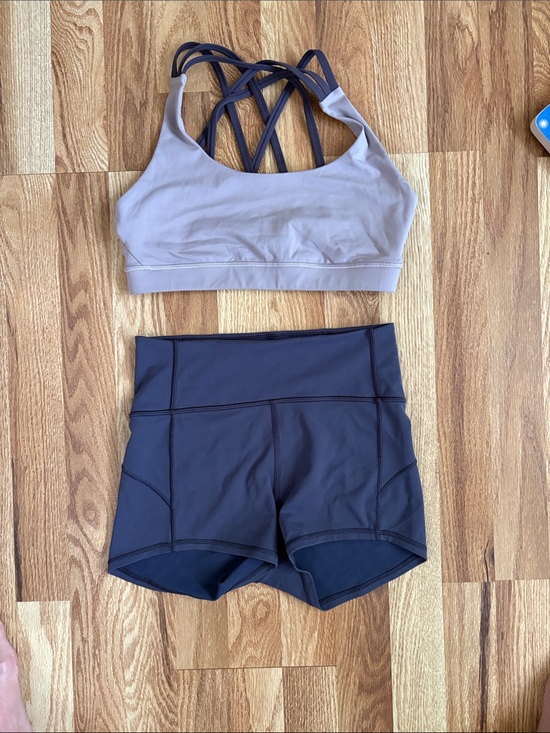 lululemon athletica Pants - Lululemon set Sports Bra and Charcoal High-Waist Shorts size 6